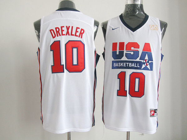  USA 1992 Olympic Dream Team One 10 Clyde Drexler Retro Basketball Jersey